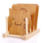 Wooden Cat Coaster Display Set